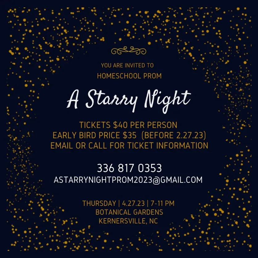 A Starry Night: Homeschool Prom flyer