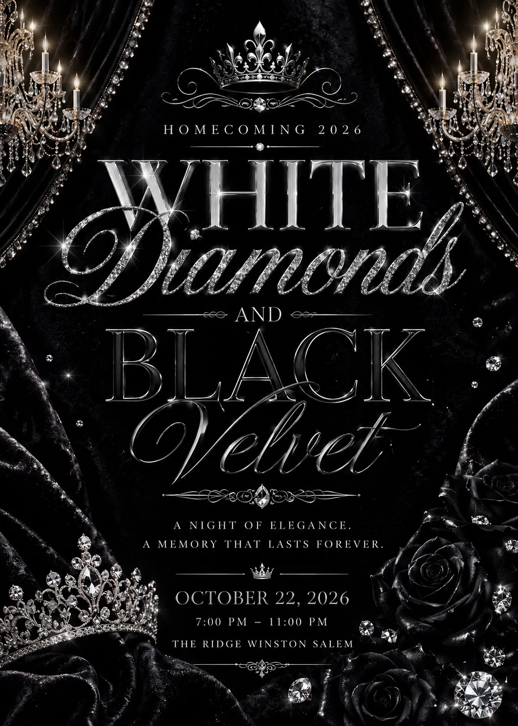 Homecoming 2026: White Diamonds and Black Velvet flyer